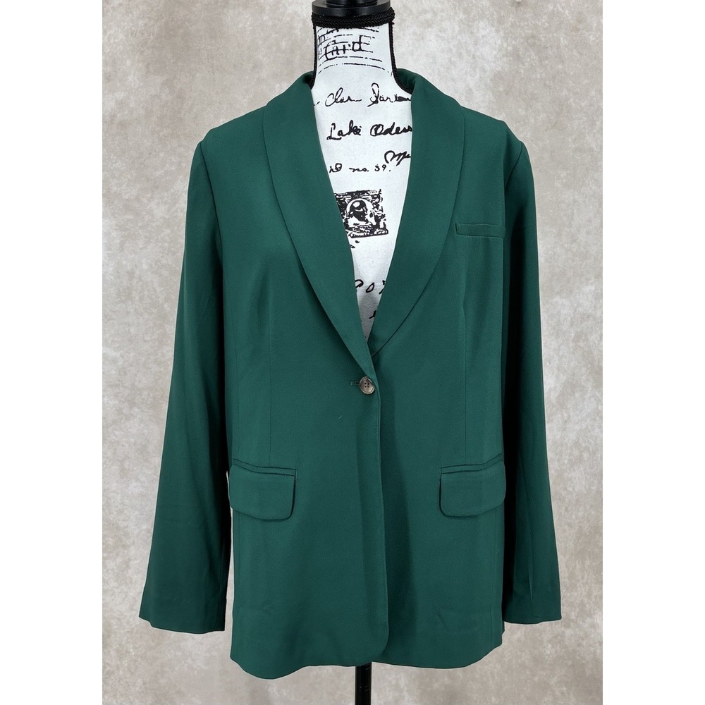 J Jill Boxwood Green Blazer Jacket Size‎ Medium Stretch Career Casual NWT